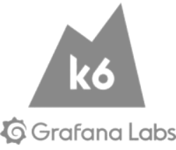 K6 from Grafana Labs logo in gray color
