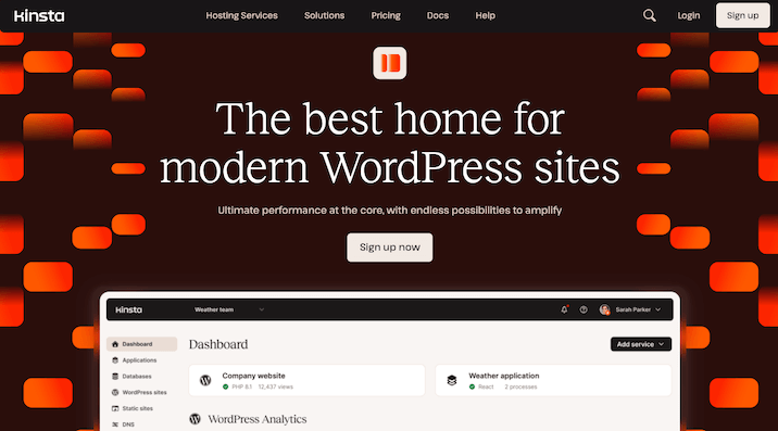 The homepage of a modern wordpress site.